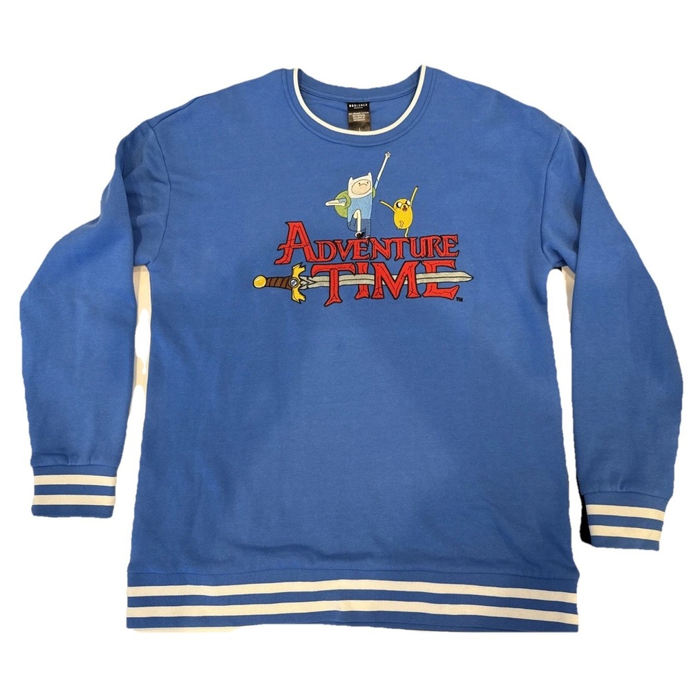 Box Lunch Adventure Time Sweatshirt Mens Large Blue Good Finn Jake Logo